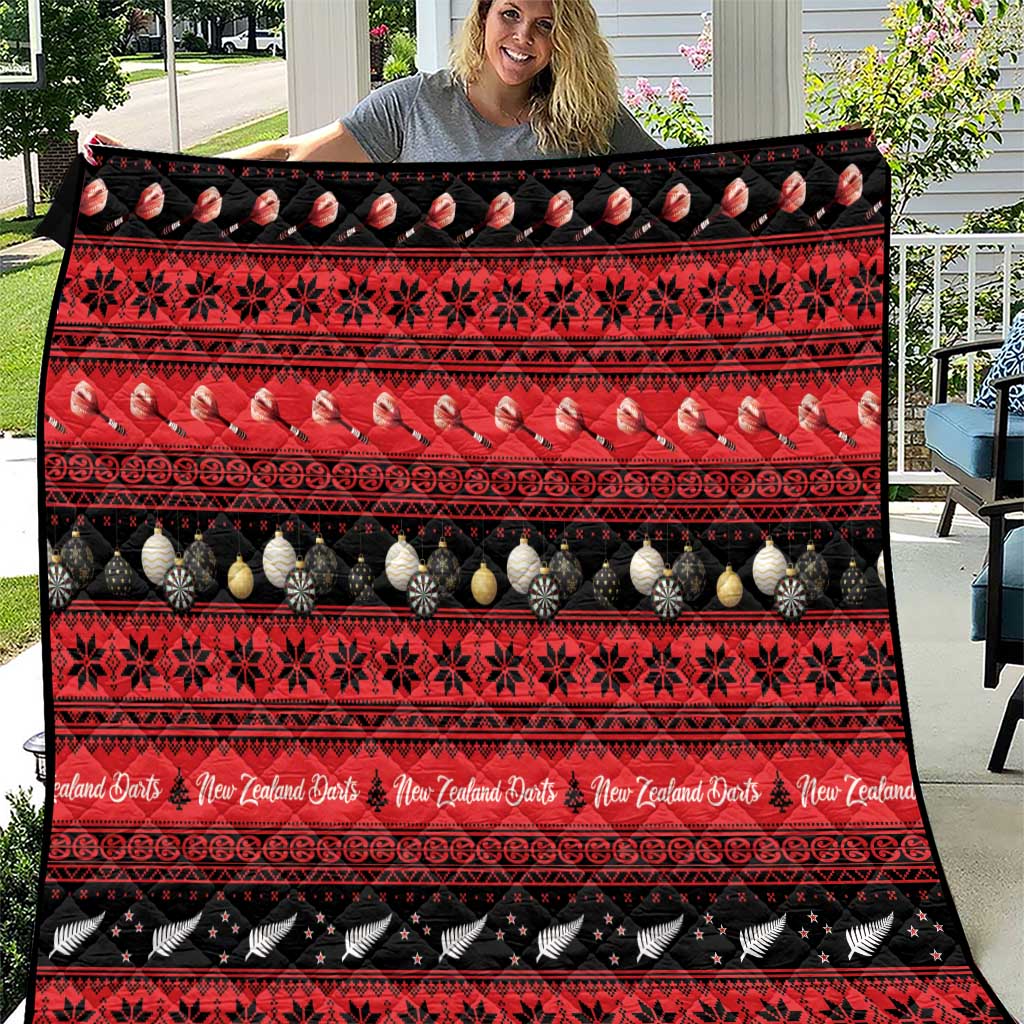New Zealand Darts Christmas Quilt Merry Xmas Aotearoa Maori Red - Polynesian Pride