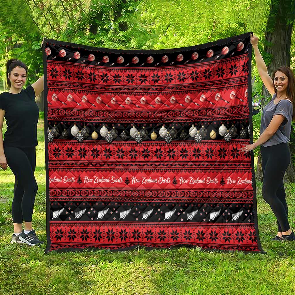 New Zealand Darts Christmas Quilt Merry Xmas Aotearoa Maori Red - Polynesian Pride