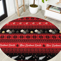 New Zealand Darts Christmas Round Carpet Merry Xmas Aotearoa Maori Red - Polynesian Pride