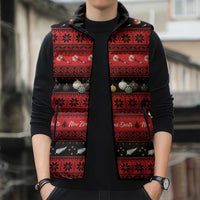 New Zealand Darts Christmas Sleeveless Puffer Jacket Merry Xmas Aotearoa Maori Red LT14 - Polynesian Pride