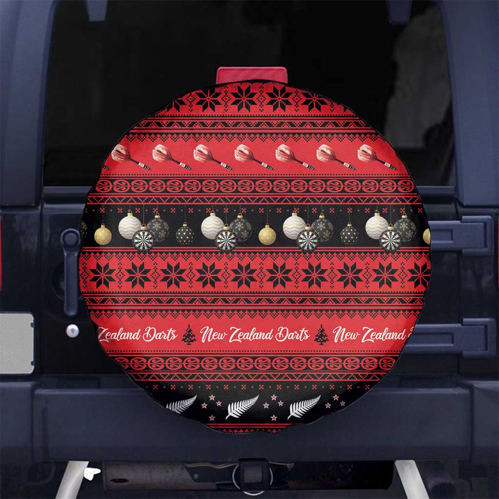 New Zealand Darts Christmas Spare Tire Cover Merry Xmas Aotearoa Maori Red - Polynesian Pride