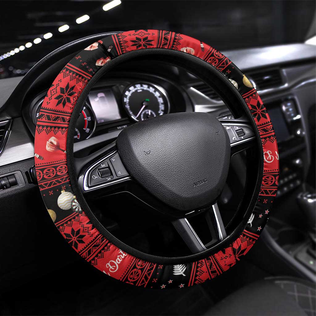 New Zealand Darts Christmas Steering Wheel Cover Merry Xmas Aotearoa Maori Red - Polynesian Pride