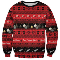 New Zealand Darts Christmas Sweatshirt Merry Xmas Aotearoa Maori Red - Polynesian Pride