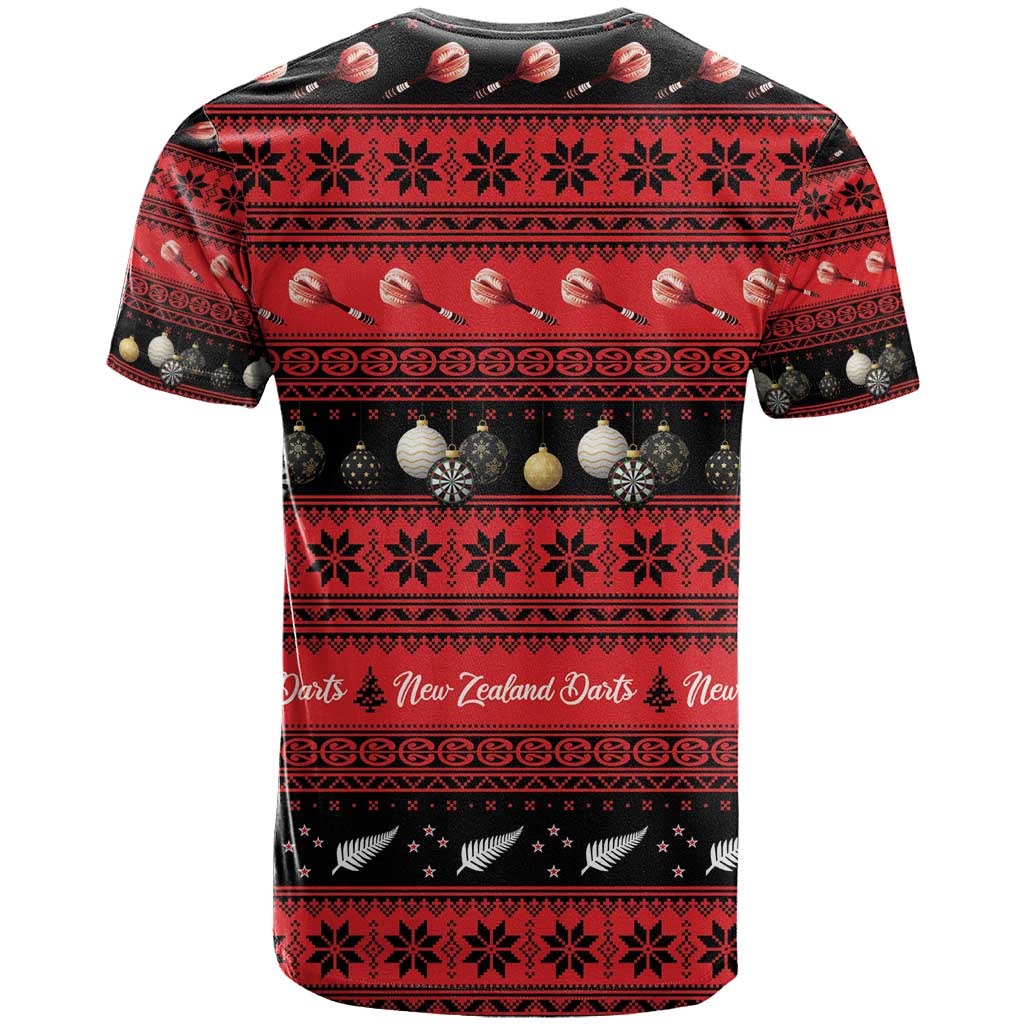 New Zealand Darts Christmas T Shirt Merry Xmas Aotearoa Maori Red - Polynesian Pride