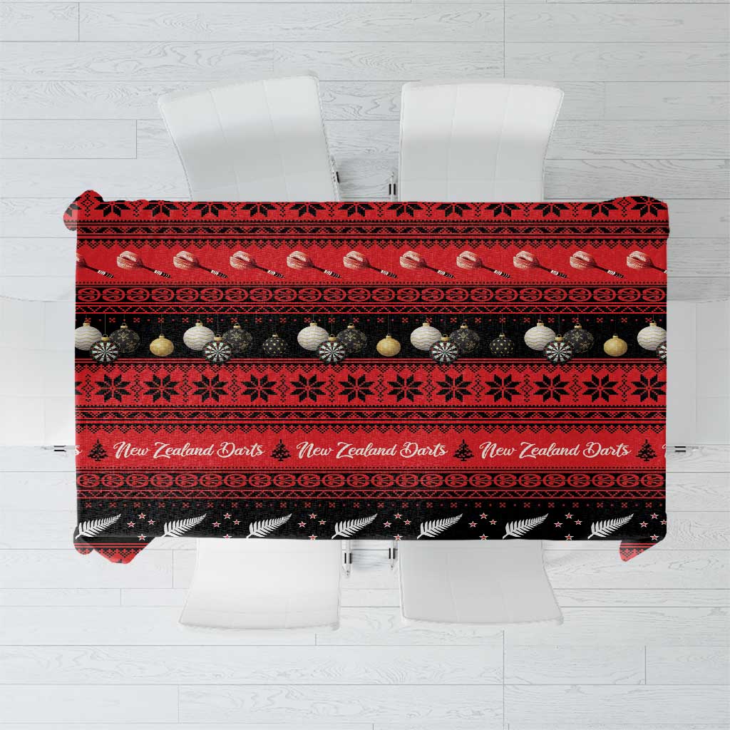 New Zealand Darts Christmas Tablecloth Merry Xmas Aotearoa Maori Red - Polynesian Pride