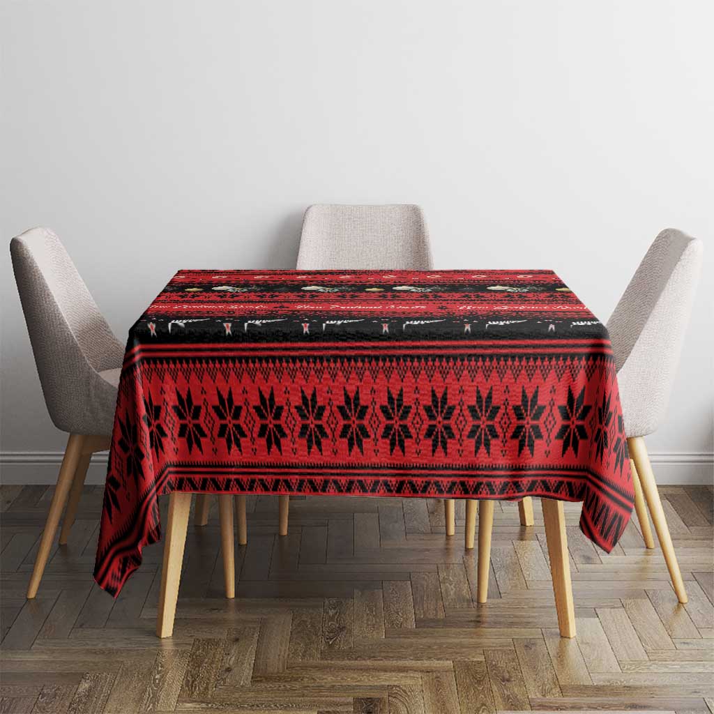 New Zealand Darts Christmas Tablecloth Merry Xmas Aotearoa Maori Red - Polynesian Pride
