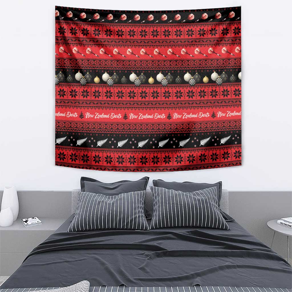 New Zealand Darts Christmas Tapestry Merry Xmas Aotearoa Maori Red - Polynesian Pride