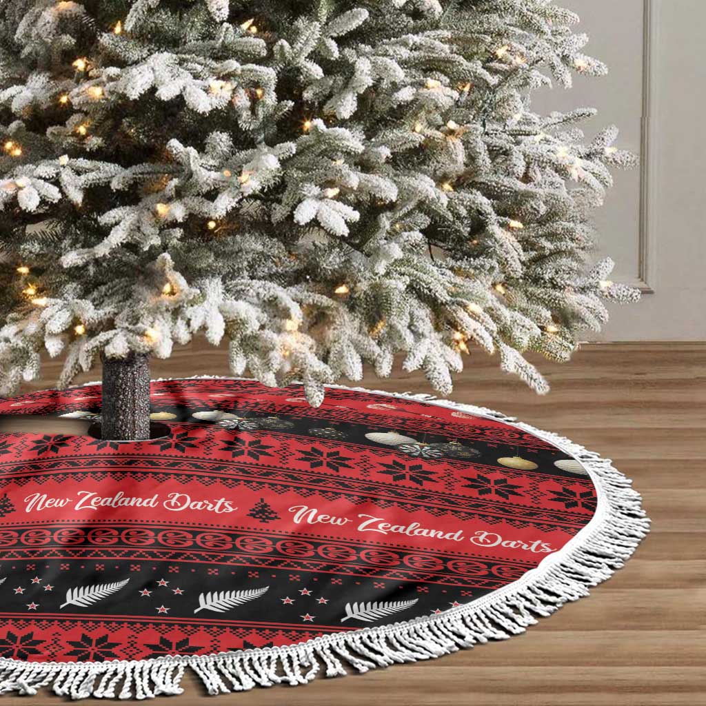 New Zealand Darts Christmas Tree Skirt Merry Xmas Aotearoa Maori Red - Polynesian Pride
