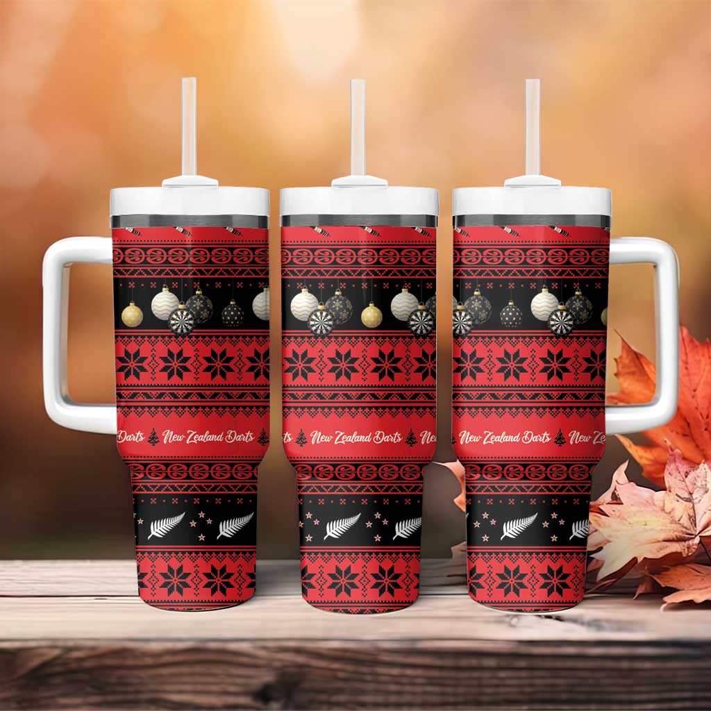 New Zealand Darts Christmas Tumbler With Handle Merry Xmas Aotearoa Maori Red - Polynesian Pride