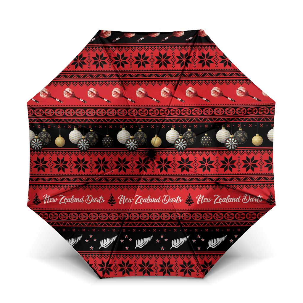 New Zealand Darts Christmas Umbrella Merry Xmas Aotearoa Maori Red - Polynesian Pride