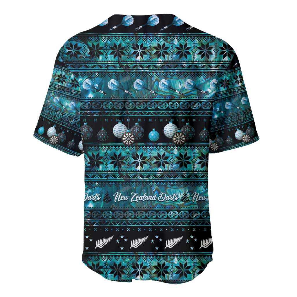 New Zealand Darts Christmas Baseball Jersey Merry Xmas Aotearoa Maori Paua Shell LT14 - Polynesian Pride