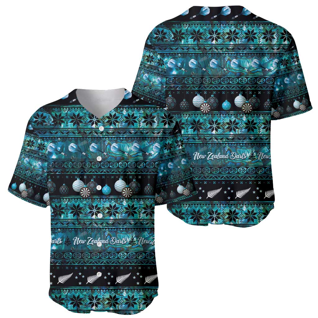 New Zealand Darts Christmas Baseball Jersey Merry Xmas Aotearoa Maori Paua Shell LT14 - Polynesian Pride
