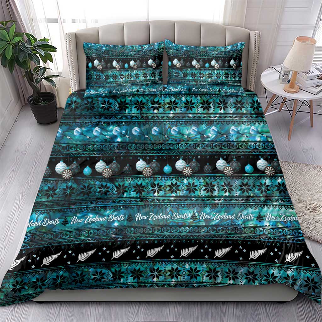 New Zealand Darts Christmas Bedding Set Merry Xmas Aotearoa Maori Paua Shell - Polynesian Pride