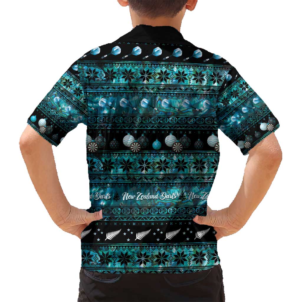 New Zealand Darts Christmas Family Matching Puletasi and Hawaiian Shirt Merry Xmas Aotearoa Maori Paua Shell LT14 - Polynesian Pride