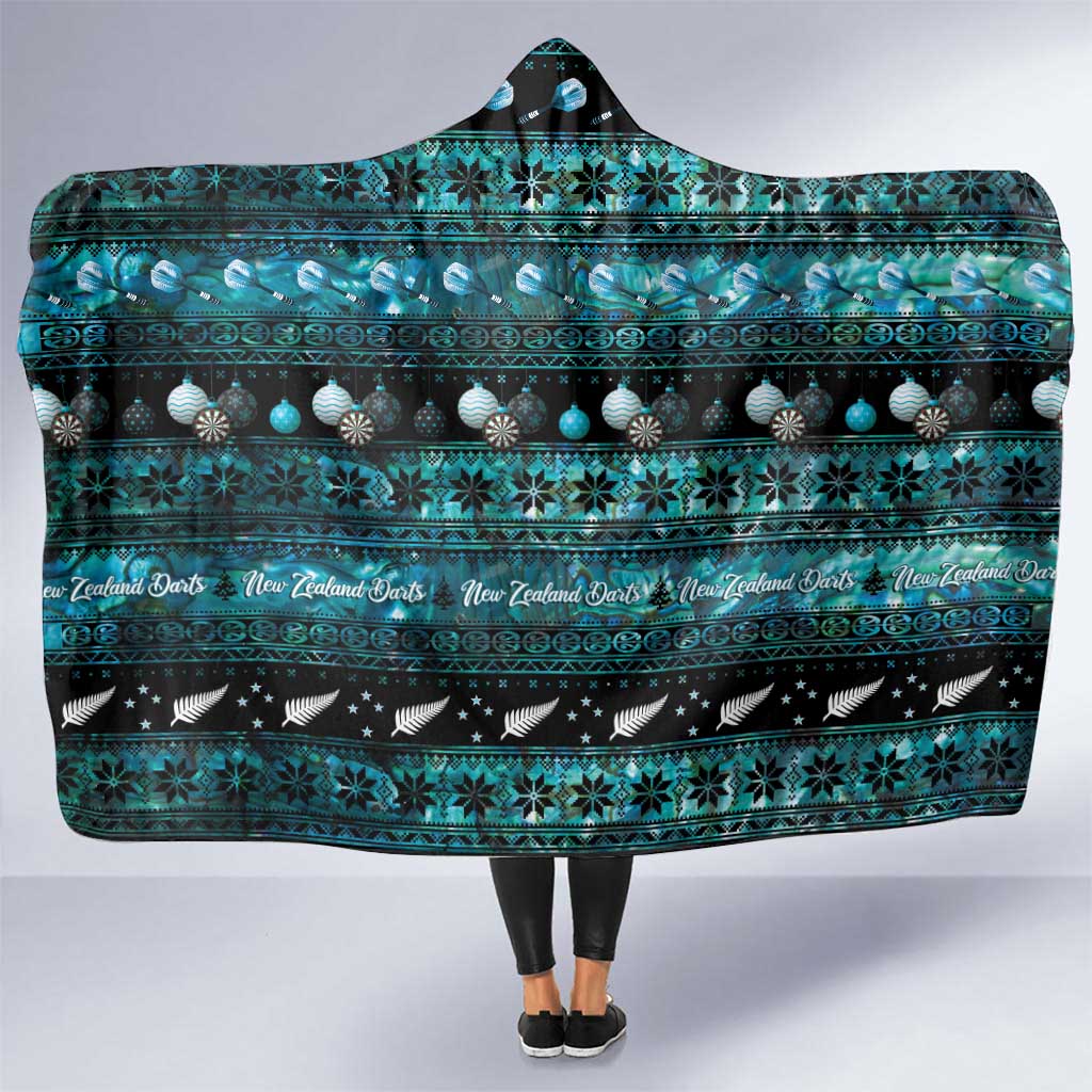 New Zealand Darts Christmas Hooded Blanket Merry Xmas Aotearoa Maori Paua Shell - Polynesian Pride