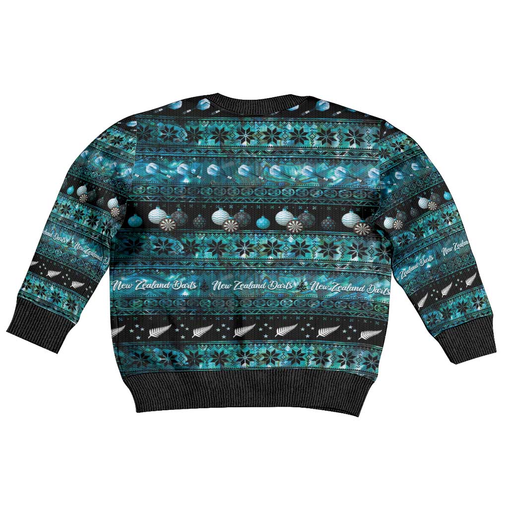 New Zealand Darts Christmas Kid Ugly Christmas Sweater Merry Xmas Aotearoa Maori Paua Shell - Polynesian Pride