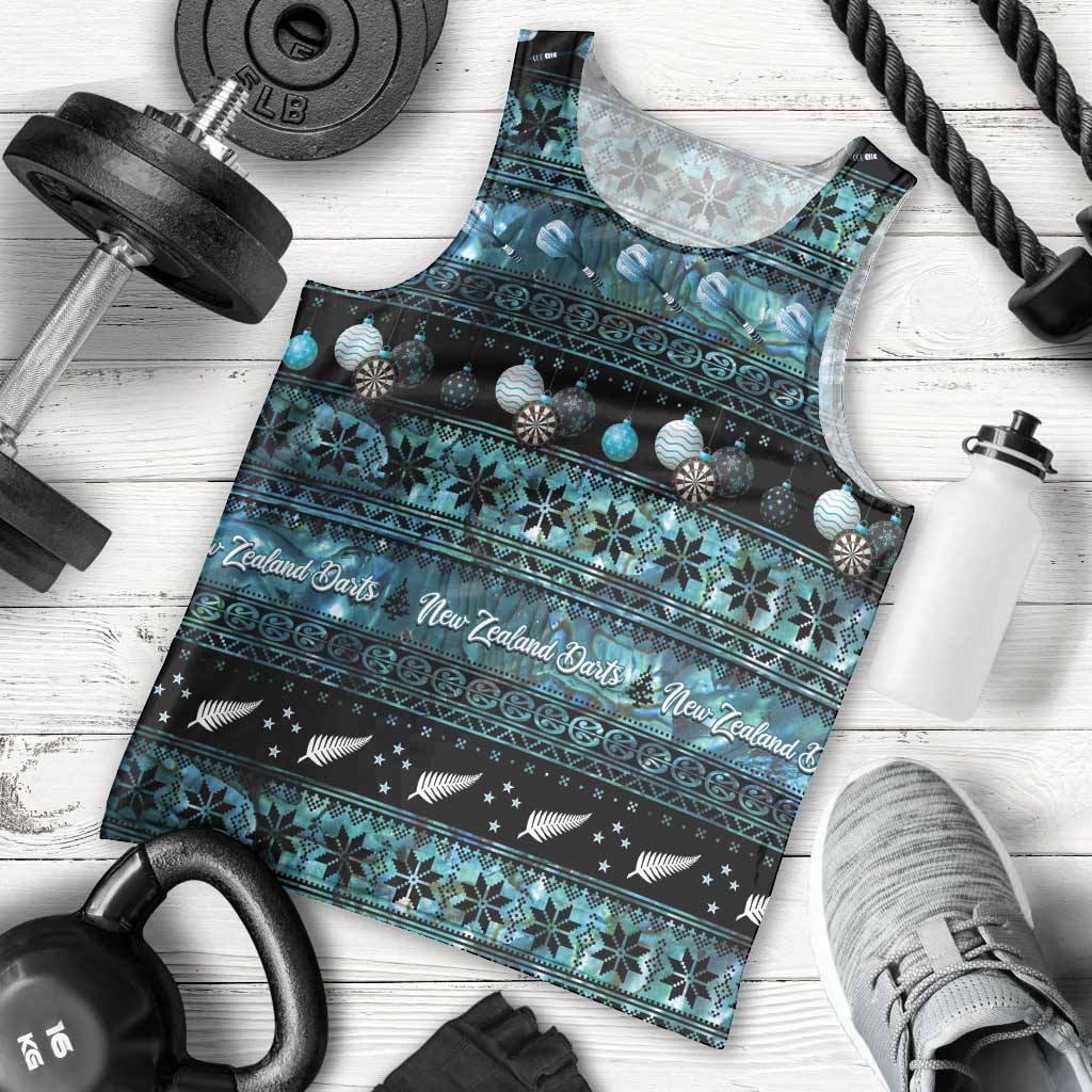 New Zealand Darts Christmas Men Tank Top Merry Xmas Aotearoa Maori Paua Shell - Polynesian Pride