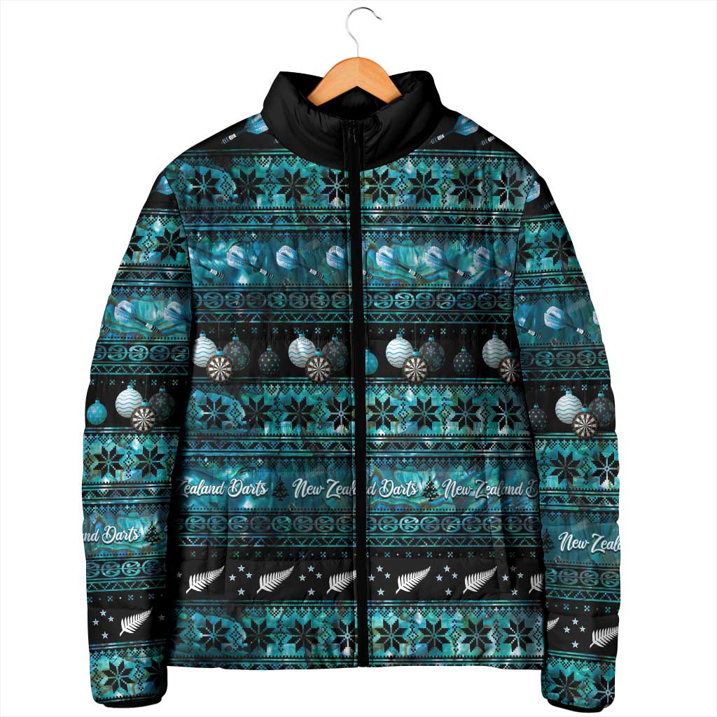 New Zealand Darts Christmas Padded Jacket Merry Xmas Aotearoa Maori Paua Shell - Polynesian Pride