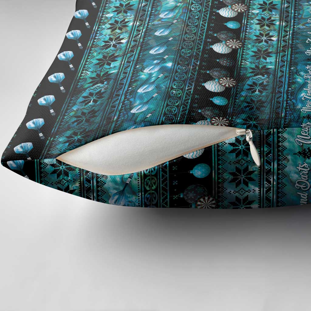 New Zealand Darts Christmas Pillow Cover Merry Xmas Aotearoa Maori Paua Shell - Polynesian Pride