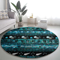 New Zealand Darts Christmas Round Carpet Merry Xmas Aotearoa Maori Paua Shell - Polynesian Pride