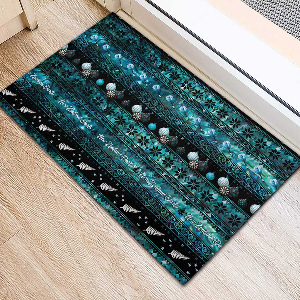 New Zealand Darts Christmas Rubber Doormat Merry Xmas Aotearoa Maori Paua Shell - Polynesian Pride