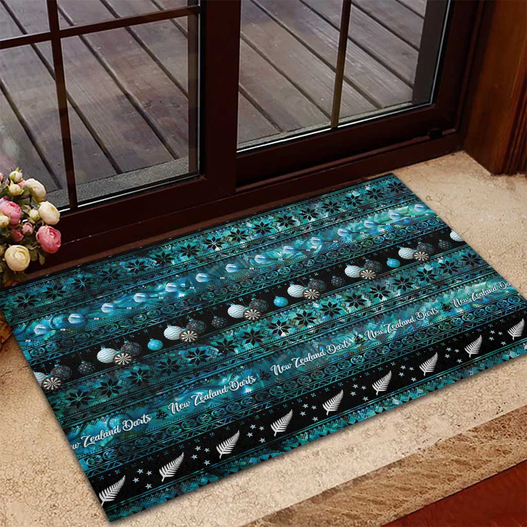 New Zealand Darts Christmas Rubber Doormat Merry Xmas Aotearoa Maori Paua Shell - Polynesian Pride