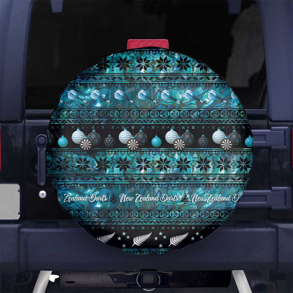 New Zealand Darts Christmas Spare Tire Cover Merry Xmas Aotearoa Maori Paua Shell - Polynesian Pride