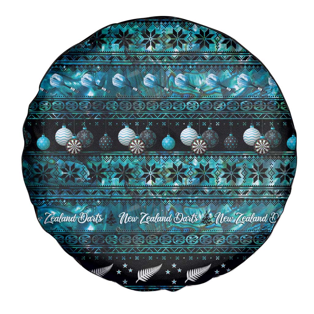 New Zealand Darts Christmas Spare Tire Cover Merry Xmas Aotearoa Maori Paua Shell - Polynesian Pride