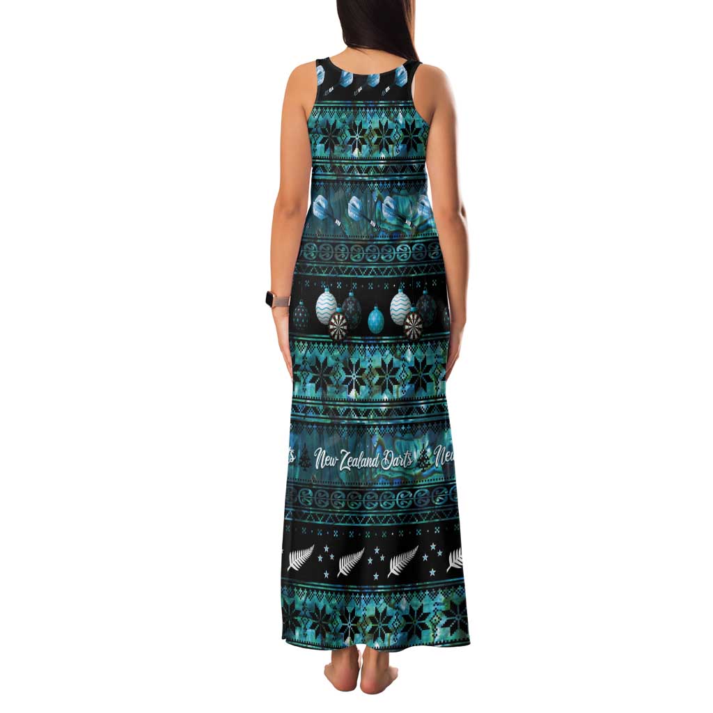 New Zealand Darts Christmas Tank Maxi Dress Merry Xmas Aotearoa Maori Paua Shell - Polynesian Pride