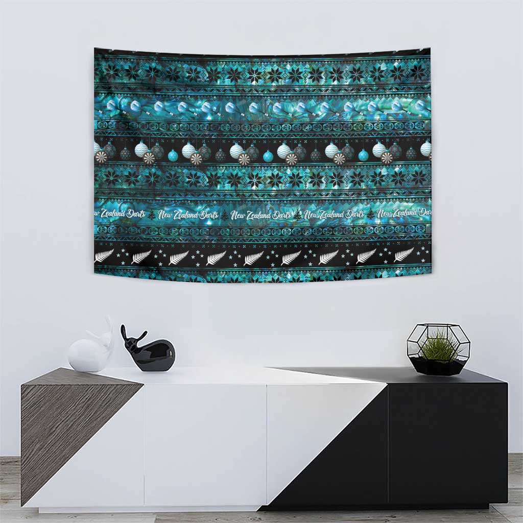New Zealand Darts Christmas Tapestry Merry Xmas Aotearoa Maori Paua Shell - Polynesian Pride