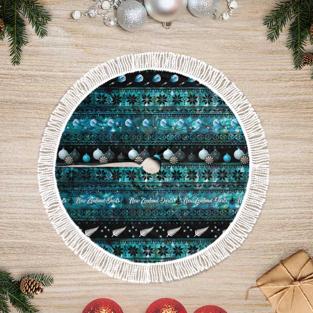 New Zealand Darts Christmas Tree Skirt Merry Xmas Aotearoa Maori Paua Shell - Polynesian Pride