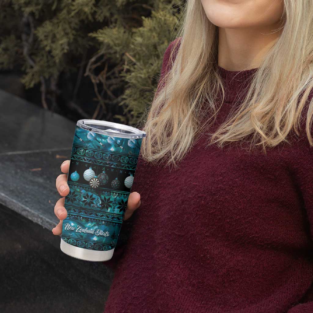 New Zealand Darts Christmas Tumbler Cup Merry Xmas Aotearoa Maori Paua Shell - Polynesian Pride