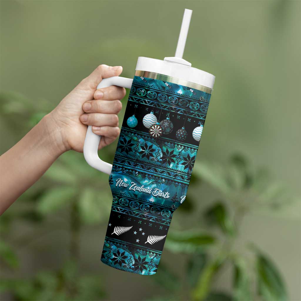 New Zealand Darts Christmas Tumbler With Handle Merry Xmas Aotearoa Maori Paua Shell - Polynesian Pride