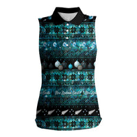 New Zealand Darts Christmas Women Sleeveless Polo Shirt Merry Xmas Aotearoa Maori Paua Shell - Polynesian Pride