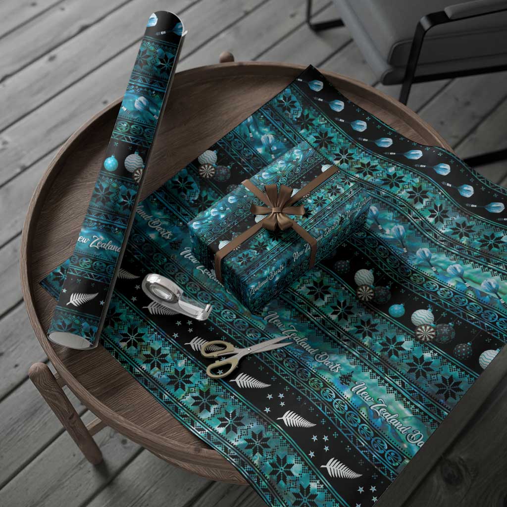 New Zealand Darts Christmas Wrapping Paper Merry Xmas Aotearoa Maori Paua Shell - Polynesian Pride