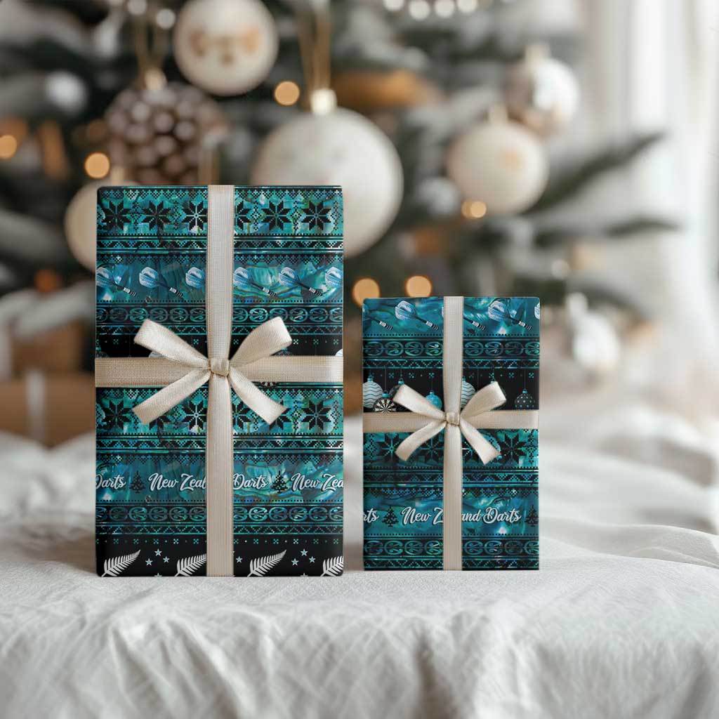 New Zealand Darts Christmas Wrapping Paper Merry Xmas Aotearoa Maori Paua Shell - Polynesian Pride