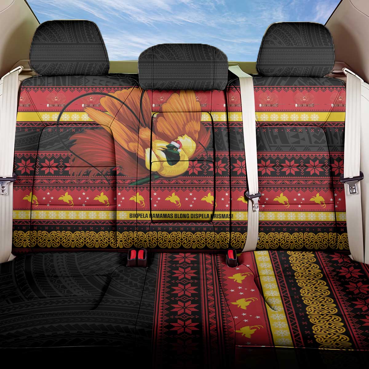 Papua New Guinea Christmas Back Car Seat Cover Bikpela hamamas blong dispela Krismas - Polynesian Pride