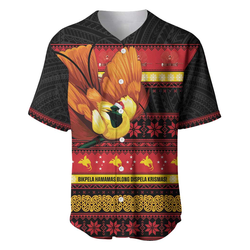 Papua New Guinea Christmas Baseball Jersey Bikpela hamamas blong dispela Krismas - Polynesian Pride
