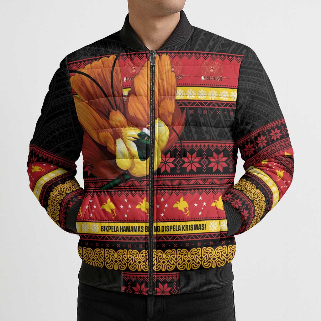 Papua New Guinea Christmas Bomber Puffer Jacket Bikpela hamamas blong dispela Krismas - Polynesian Pride