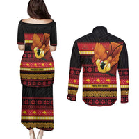 Papua New Guinea Christmas Couples Matching Puletasi and Long Sleeve Button Shirt Bikpela hamamas blong dispela Krismas - Polynesian Pride