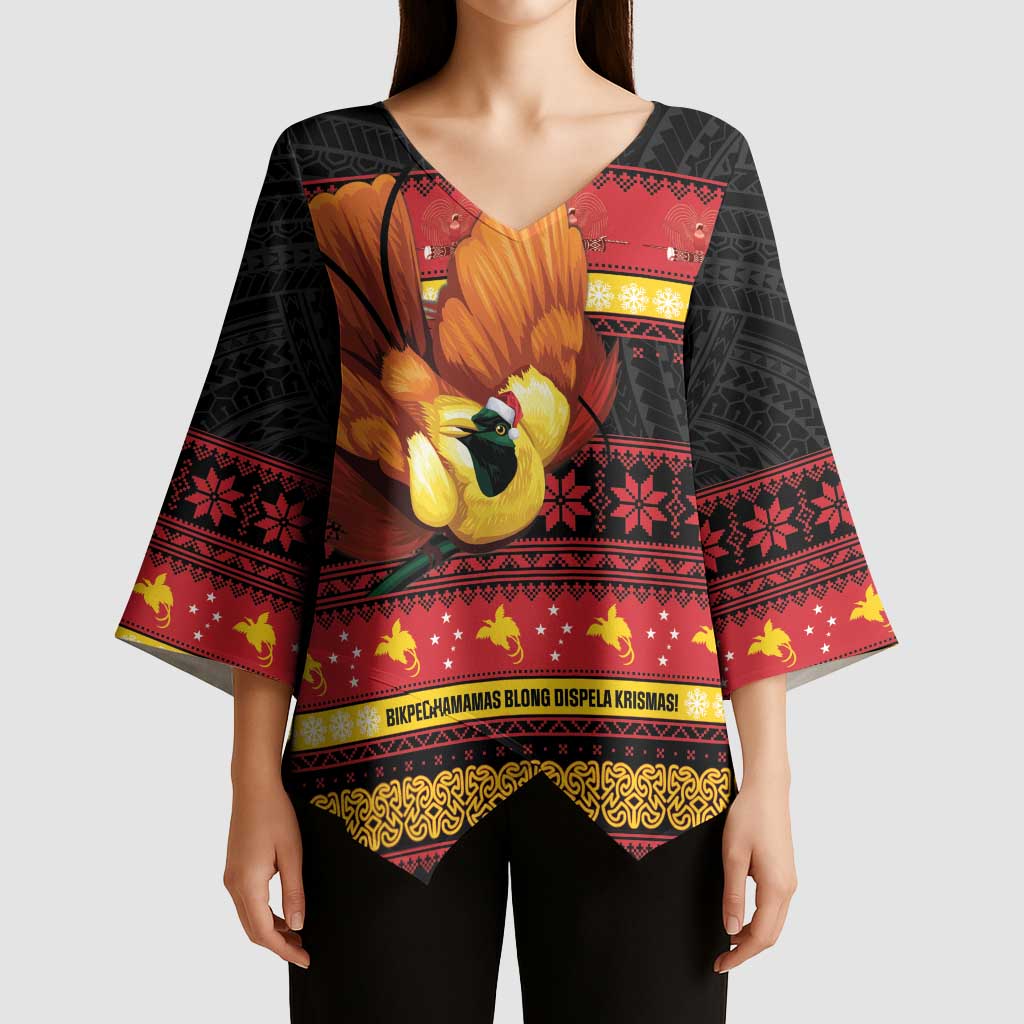 Papua New Guinea Christmas Kimono Sleeve Blouse Bikpela hamamas blong dispela Krismas - Polynesian Pride