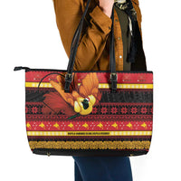 Papua New Guinea Christmas Leather Tote Bag Bikpela hamamas blong dispela Krismas - Polynesian Pride