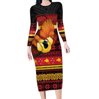 Papua New Guinea Christmas Long Sleeve Bodycon Dress Bikpela hamamas blong dispela Krismas - Polynesian Pride