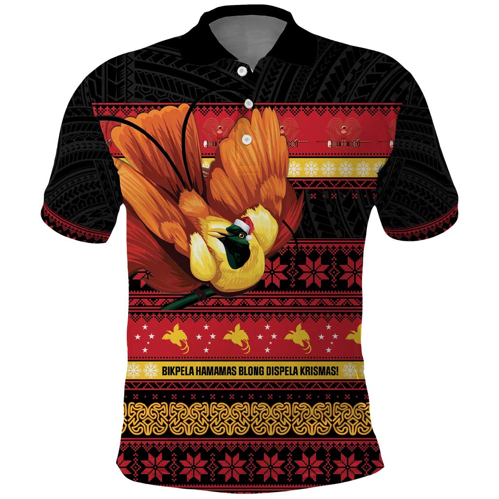 Papua New Guinea Christmas Polo Shirt Bikpela hamamas blong dispela Krismas - Polynesian Pride