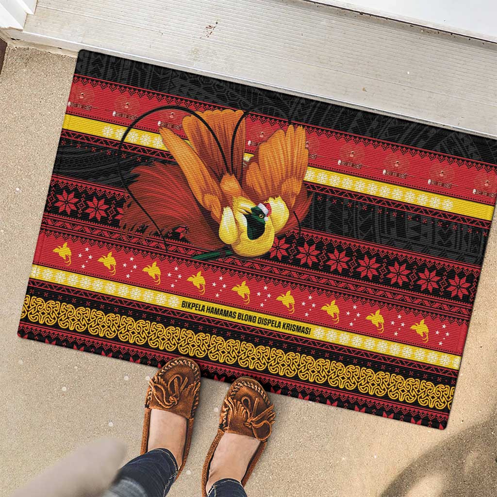 Papua New Guinea Christmas Rubber Doormat Bikpela hamamas blong dispela Krismas - Polynesian Pride
