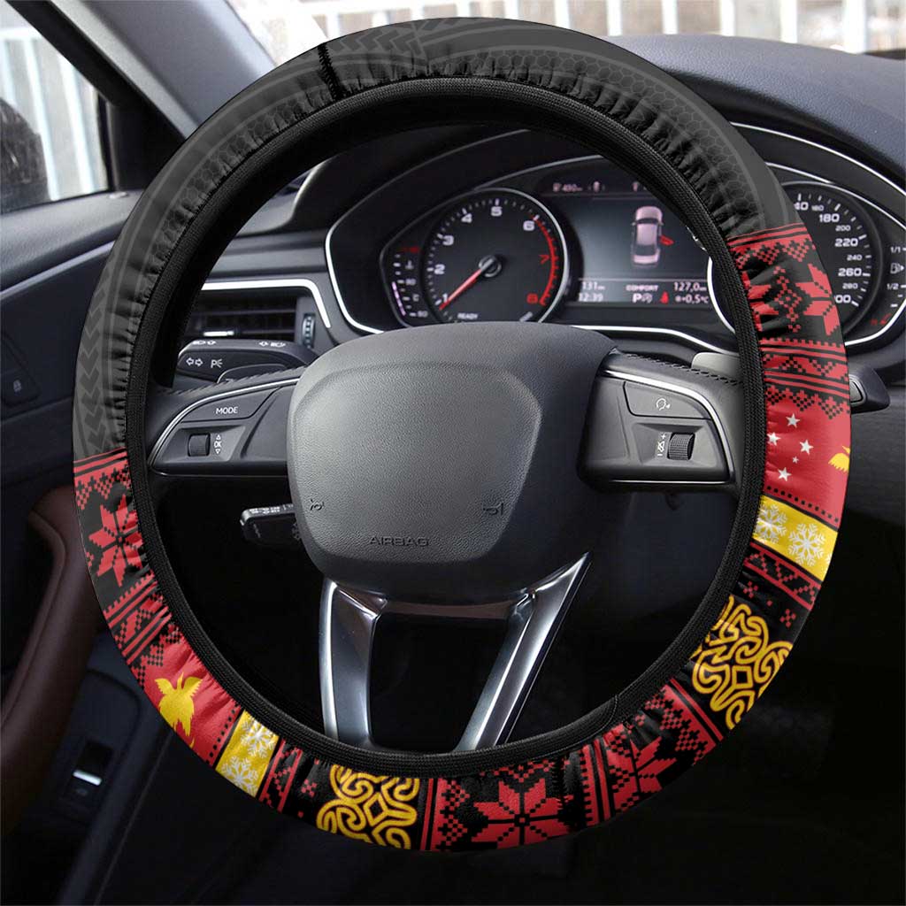 Papua New Guinea Christmas Steering Wheel Cover Bikpela hamamas blong dispela Krismas - Polynesian Pride