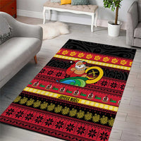 Vanuatu Christmas Area Rug Joyeux Noel Surfing Santa With Boar Tusk - Polynesian Pride