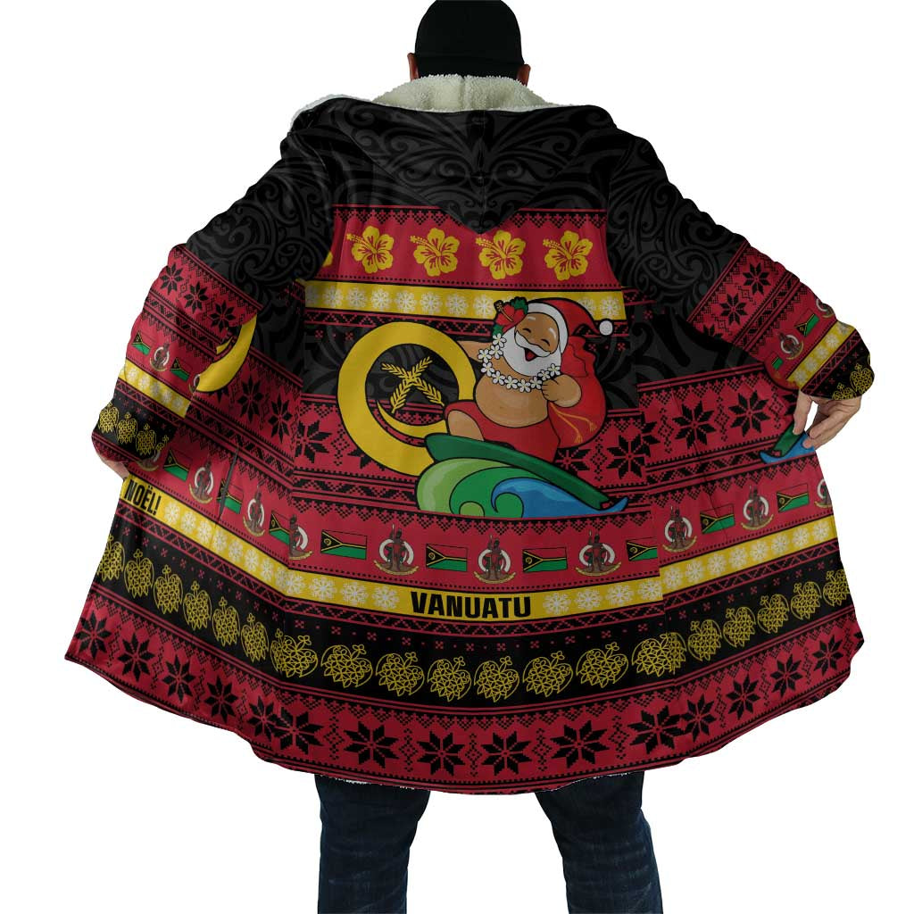 Vanuatu Christmas Cloak Joyeux Noel Surfing Santa With Boar Tusk - Polynesian Pride