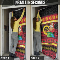 Vanuatu Christmas Door Cover Joyeux Noel Surfing Santa With Boar Tusk - Polynesian Pride