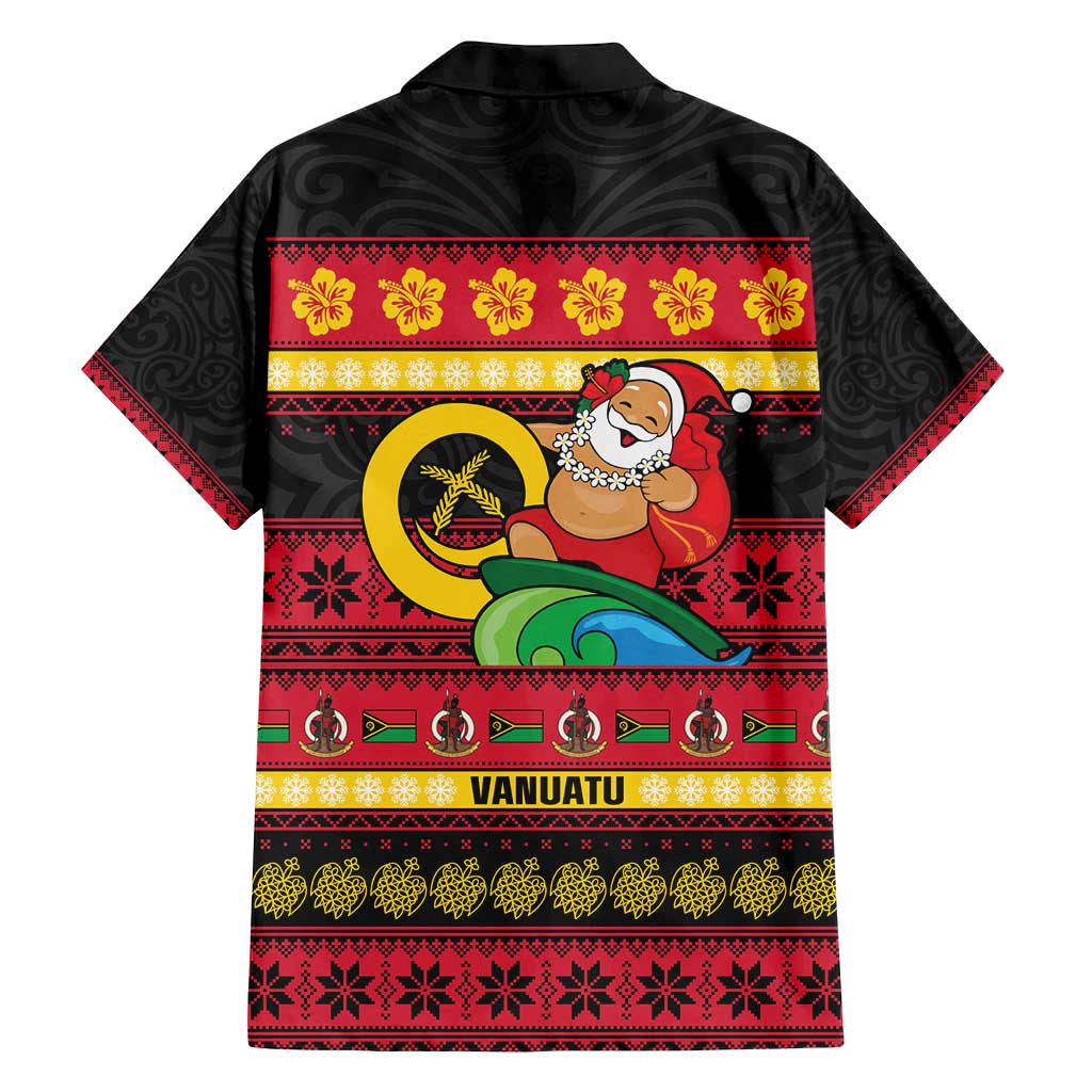 Vanuatu Christmas Family Matching Puletasi and Hawaiian Shirt Joyeux Noel Surfing Santa With Boar Tusk - Polynesian Pride